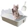 kathson Open Cat Litter Box with High SideAntiSplashing Cats Litter PanKitten Toilet with Litter Sifting ScoopSemiEnclosed Removable Kittens Litter for Boxes Easy to Clean No OdorGrey