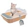kathson Open Cat Litter Box with High SideAntiSplashing Cats Litter Pan SemiEnclosed Removable Cats Litter Boxes with Litter Sifting Scoop Open Top Kitty Toilet for Easy to CleanKhaki