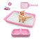 PAWISE Cat Litter Box Set Small Kitten Starter Kit Includes Litter Box Litter Scoop Double Dish Feeding Bowl Cat Mouse Toy Kitty Ball Toy Pink
