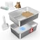 suzzipaws 196x137x6 Suzzipaws Stainless Steel Litter Box Open Top Sifting Litter Box for Pine Pellets Metal Litter Pan Tray System with Pee Pads Liners Odor Control Low Dust Easy Cleaning