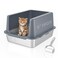 LIHOOOOM Litter Box with Lid Stainless Steel Cat Litter Box 10 Small Metal Litter Box for Kittens Grey
