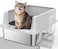 FURTIME Stainless Steel Cat Litter Box EasyClean HighSided Metal Litter Box OpenTop Litter Pan for Small Cats Includes Scoop Mat NonStick AntiLeakage 171384