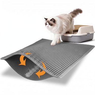 Pieviev Cat Litter Mat Double Layer Waterproof Urine Proof Trapping Mat 1 Pack Gray 30x24 Inch Pack of 1