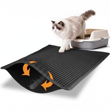 Pieviev Cat Litter Mat Double Layer Waterproof Urine Proof Trapping Mat 1 Pack Black 30x24 Inch Pack of 1