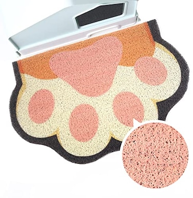 Rarenut Cute Cat Litter Mat 24x16 Litter Box Mat Litter Trapping Mat Soft on Kitty Paws Easy Clean Anti Slip Pet Accessories Door Floor mats White paw