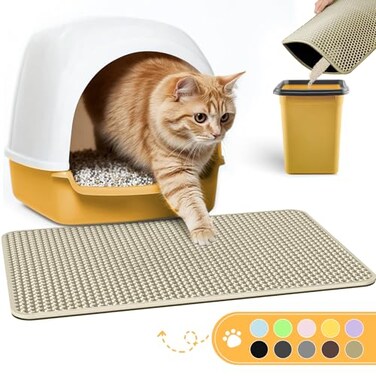 Powools Cat Litter Mat 232 x 146 Small Litter Trapping Mat Easy to Clean Litter Box Mat Waterproof UrineProof NonSlip Cat Toilet Training Systems Accessories Grey