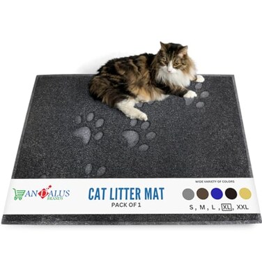 Andalus Brands Andalus Extra Large Cat Litter Mat Pack of 1 Waterproof NonSlip Easy to Clean Cat Litter Box Mat for Extra Efficient Pet LitterTrapping Grey 35 X 23