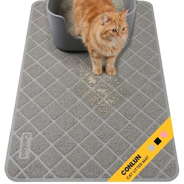 Conlun Cat Litter Mat Litter Trapping Mat 35 x 23 Premium Durable PVC Grid Mesh with Scatter Control Nonslip Less Waste Cat Litter Box Mat Soft on Kittys Paws Urine Waterproof