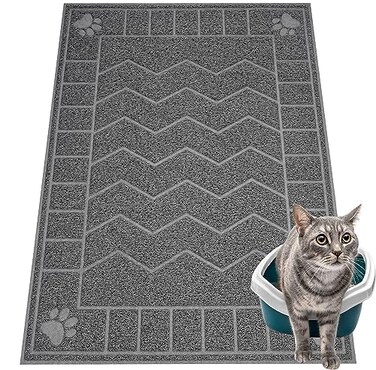 Motsamla Cat Litter Box Mat 35 x 24 Large Kitty Litter Trapping Mat Keep Floor Clean Litter Box Mat Scatter Control Waterproof Easy to Clean Durable Large Size Litter Mats for Floor