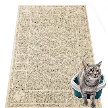 Motsamla Cat Litter Mat Litter Trapping Mat Soft on Kitty Paws 35 x 24 Kitten Litter Box Mat for Cleaner Floors Waterproof Easy Clean Durable Large Size Cat Litter Pad for Kitten