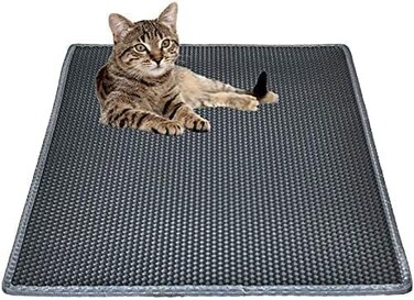 Bulkniu Cat Litter Box Mat Easy Clean Cat Litter Mat for Floor Kitty Scratch Cute Pad 24 30inGrey1