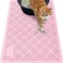 GORILLA GRIP Cat Litter Box Mat 35x23 Cushioned Coil Mesh Litter Trapping Mats Scatter Control Supplies for Less Mess Phthalate Free Ultra Deep Catch Grooves Rinse or Vacuum to Clean Light Pink