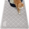 GORILLA GRIP Cat Litter Box Mat 35x23 Cushioned Coil Mesh Litter Trapping Mats Scatter Control Supplies for Less Mess Phthalate Free Ultra Deep Catch Grooves Rinse or Vacuum to Clean Light Gray