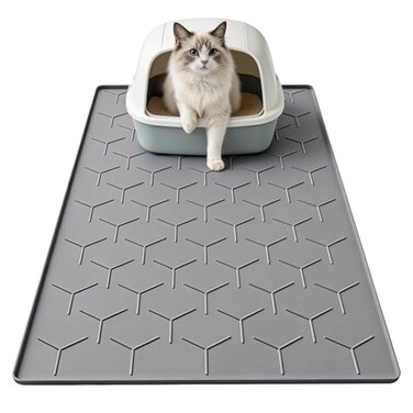Garoopion Cat Litter Box Mat Large 3405225 inch Cat Litter Mat Waterproof Silicone Pad for Floor Dark Gray
