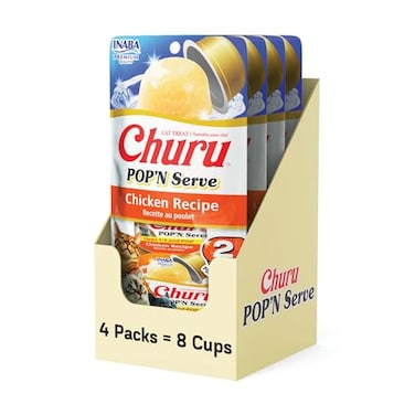 INABA Churu PopN Serve Jelly Cat Treat with Vitamin E Taurine 12 Ounce Cup 8 Cups Chicken Recipe