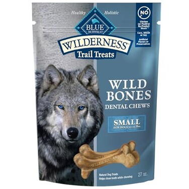 Blue Buffalo Wilderness Wild Bones GrainFree Dental Chews Dog Treats Small 27oz Bag