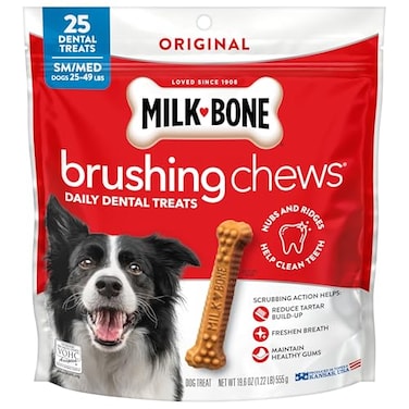 Milk-Bone MilkBone Brushing Chews Original Chicken Flavor Daily Dental Dog Treats SmallMedium 196 Oz Bag