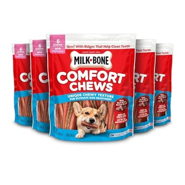 Milk-Bone MilkBone Comfort Chews Mini Dog Chews with Unique Chewy Texture and Real Beef 74 Oz Bag Case of 5 6 Chews Each