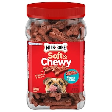 Milk-Bone MilkBone Soft Chewy Dog Treats Made with Real Bacon 25 Ounce Canister