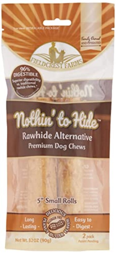 Fieldcrest Farms Nothing to Hide Natural Rawhide Alternative 5 Rolls for Dogs 3 Pack 6 Chews Premium Grade Easily Digestible Chews Peanut Butter