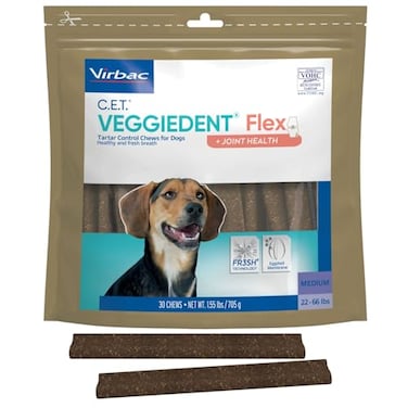 Virbac CET VEGGIEDENT Flex Tartar Control Chews for Dogs Multifunctional to Support Joint Health VOHC Approved Medium 2266lbs