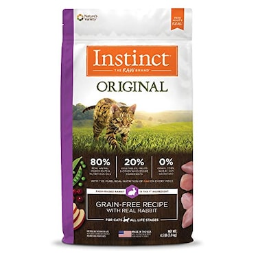 Instinct Original Dry Cat Food Raw Coated Kibble High Protein Grain Free Recipe Real Rabbit 45 lb Bag