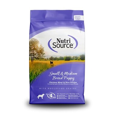 NutriSource Puppy Food for Small and Medium Breeds Chicken Meal and Rice 4LB