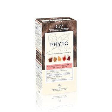 PHYTO Phytocolor Permanent Hair Color 677 Light Brown Cappuccino with Botanical Pigments 100 Grey Hair Coverage Ammoniafree PPDfree Resorcinfree 042 oz