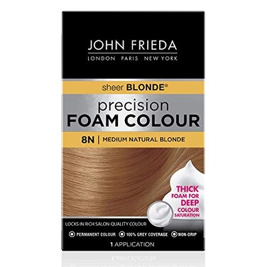 John Frieda Precision Foam Colour Medium Natural Blonde 8N FullCoverage Hair Color Kit AntiFade Gray Coverage Deep Color Saturation Hair Dye 1 Application