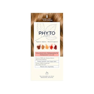PHYTO Phytocolor Permanent Hair Color 8 Light Blonde with Botanical Pigments 100 Grey Hair Coverage Ammoniafree PPDfree Resorcinfree 042 oz