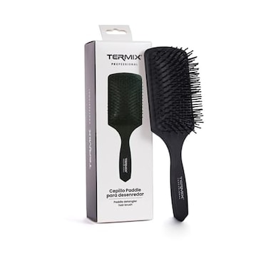 Termix Pneumatic Detangling Hair Brush Black with NonSlip Handle and Thick Strong Fibers