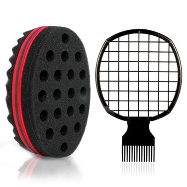 CAMOT 2 Pcs Afro Twist Set Upgrade Hair Sponge and Comb for MenWomen Curls Barber Personal Styling