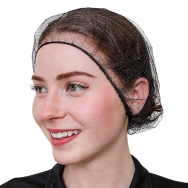 SAFEKO Disposable Honeycomb Nylon Hair Nets Breathable 100 Count BLACK 21