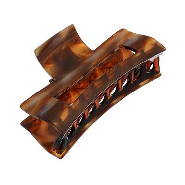 France Luxe Large Cutout Rectangle Claw Clip Caramel Horn