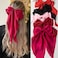 FDBJulyy Satin Big Bows and Clips Set for Thick Thin Hair 5 PCS BowKnot NonSlip Claw Clips for Women