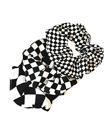 BBTDIN Checkered Plaid Hair Scrunchies Black White Checkerboard BW17 Black White Plaid3 Pcs