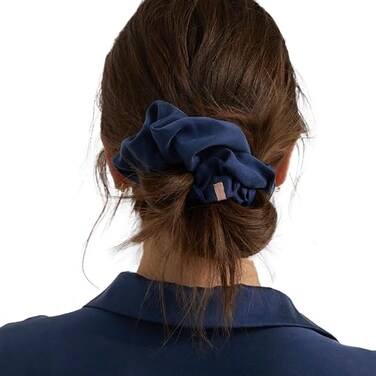 Lunya Washable Silk Scrunchies Mulberry Silk Hair Ties Deep Blue One Size Fits Most