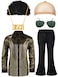 Mepase 6 Pcs Men 70s Disco Costumes Include Sequin Shirt Bell Bottom Pants Wig Sunglasses Necklace Wig Cap for Disco Party XLarge