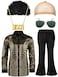Mepase 6 Pcs Men 70s Disco Costumes Include Sequin Shirt Bell Bottom Pants Wig Sunglasses Necklace Wig Cap for Disco Party XLarge