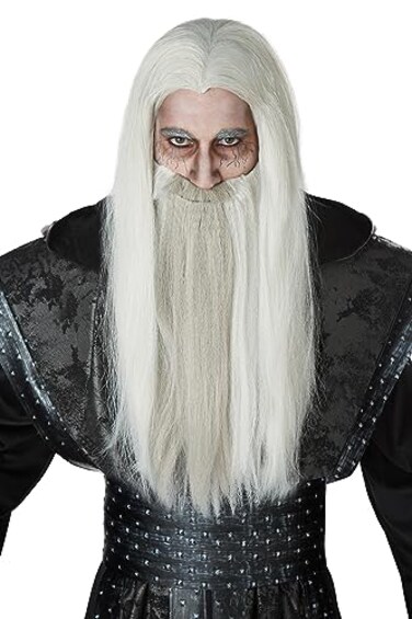 California Costumes Adult Dark Wizard Wig and Beard Set Standard Gray