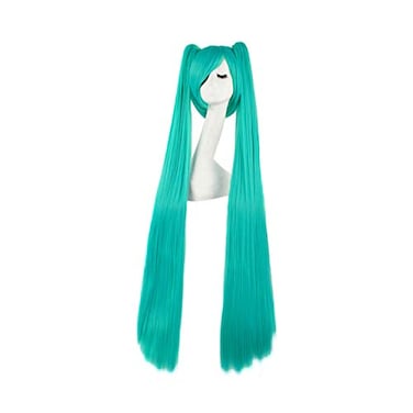 MapofBeauty 47 Inch120cm Beautiful Long Straight Cosplay Wig Mixed Cyan