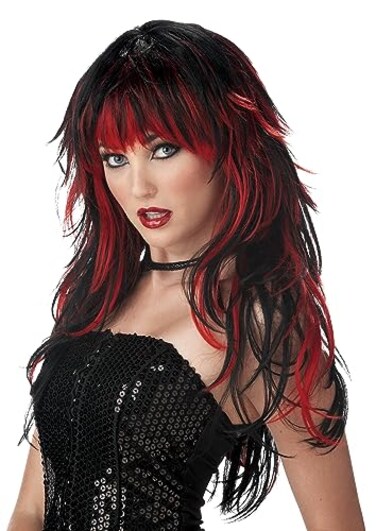 California Costumes Tempting Tresses Red Black Womens Wig Synthetic