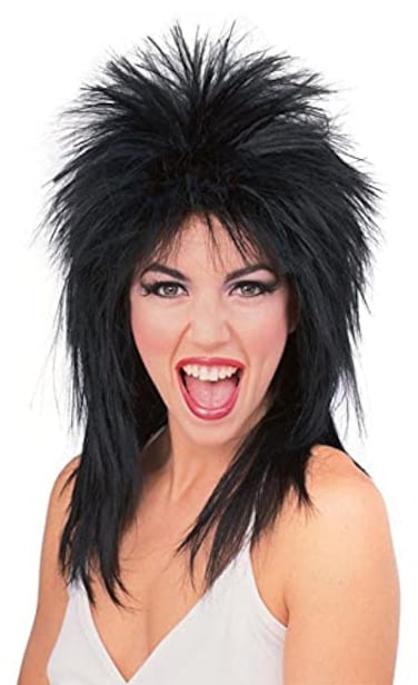 Rubies Superstar Black Spiked Wig for Adults Womens No Size