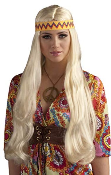 Rubies Forum Novelties Womens 60s Generation Hippie Chick Costume Wig with Headband Blonde One Size