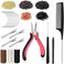 GrennMauler Hair Extension Tools Kit 600 Silicone Lined Micro Rings 1 Plier 2 Hook Needle Pulling Loop 10 Curved Hair Needle 4 Metal Hair Clips 1 Comb 3 Sewing Threads 200 Mini Rubber Bands