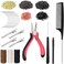 GrennMauler Hair Extension Tools Kit 600 Silicone Lined Micro Rings 1 Plier 2 Hook Needle Pulling Loop 10 Curved Hair Needle 4 Metal Hair Clips 1 Comb 3 Sewing Threads 200 Mini Rubber Bands