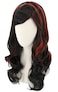 Topcosplay Child Wig Black Mixed Red Long Curly Halloween Outfit Vampire Witch Ghost Wig