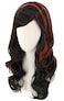 Topcosplay Child Wig Black Mixed Red Long Curly Halloween Outfit Vampire Witch Ghost Wig