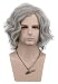 VGbeaty Old Men Short Curly Gray Wig Halloween Cosplay Anime Costume Party Wig