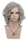 VGbeaty Old Men Short Curly Gray Wig Halloween Cosplay Anime Costume Party Wig